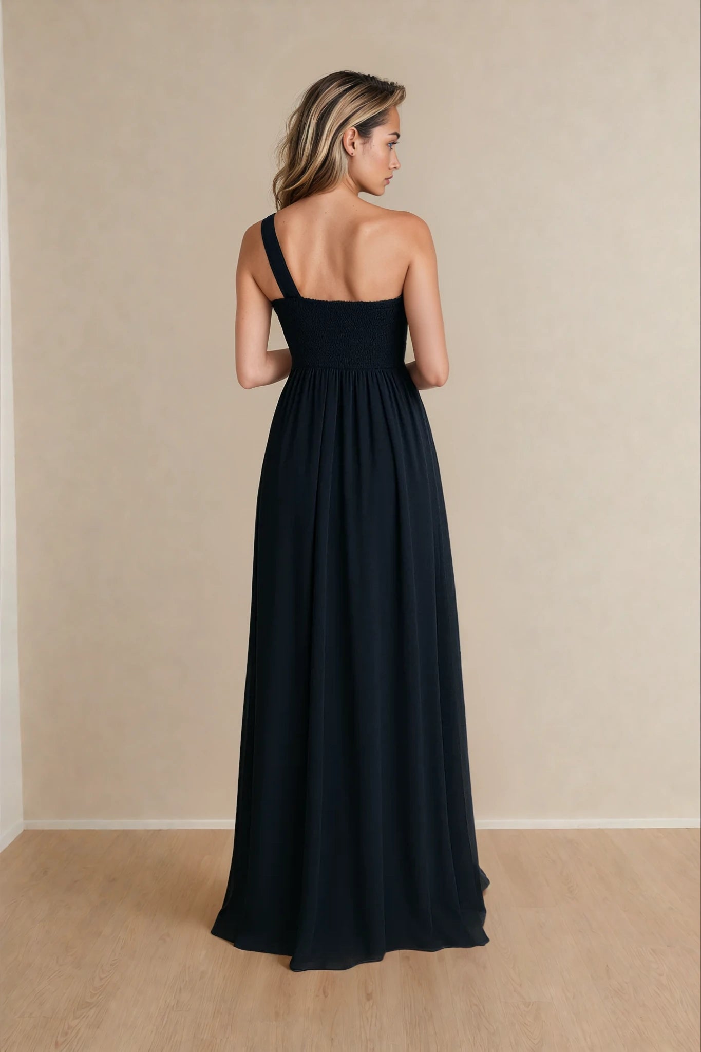 One-shoulder Dress in Chiffon