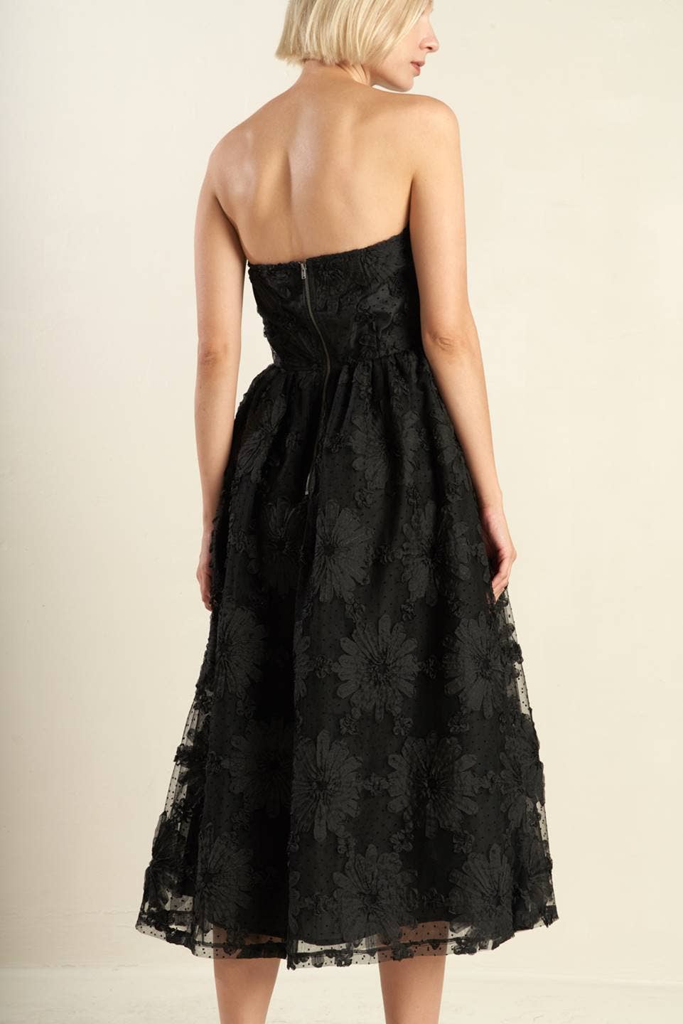 Faye Strapless Lace Midi Dress
