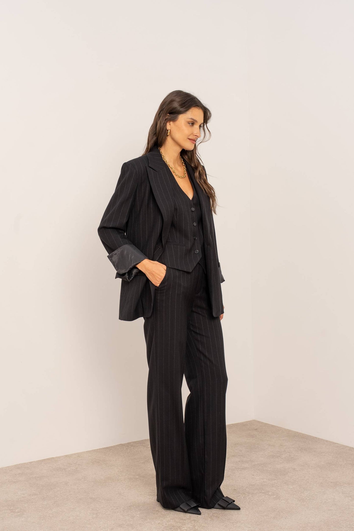 Slim-fit Tuxedo Vest in Pinstripe Wool