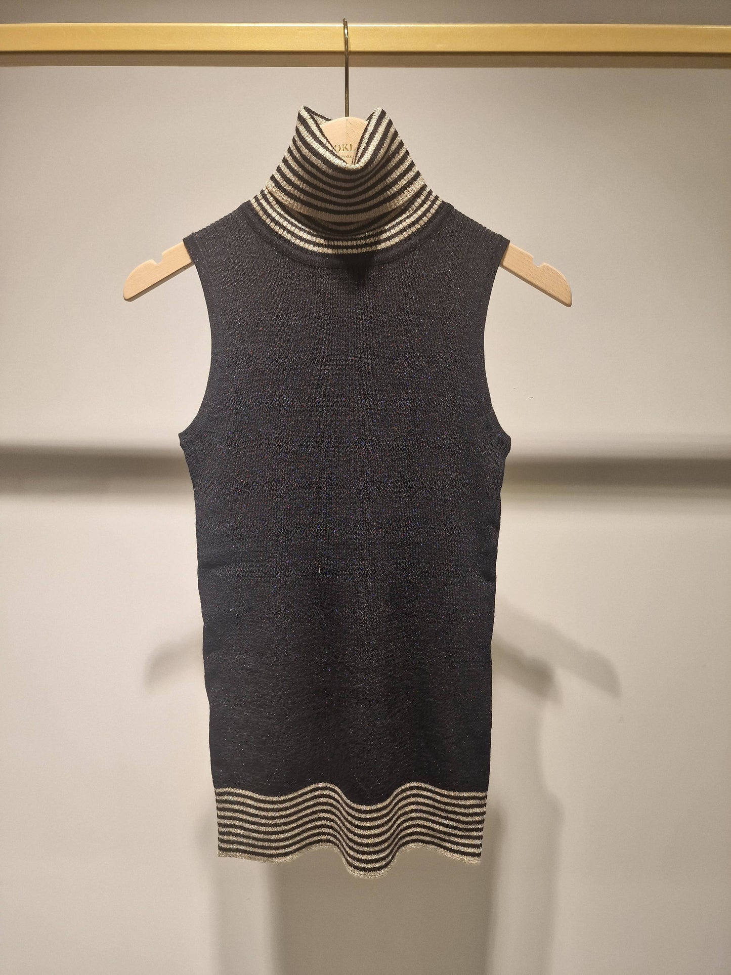 Textured Metallic Collar Sweater Shell