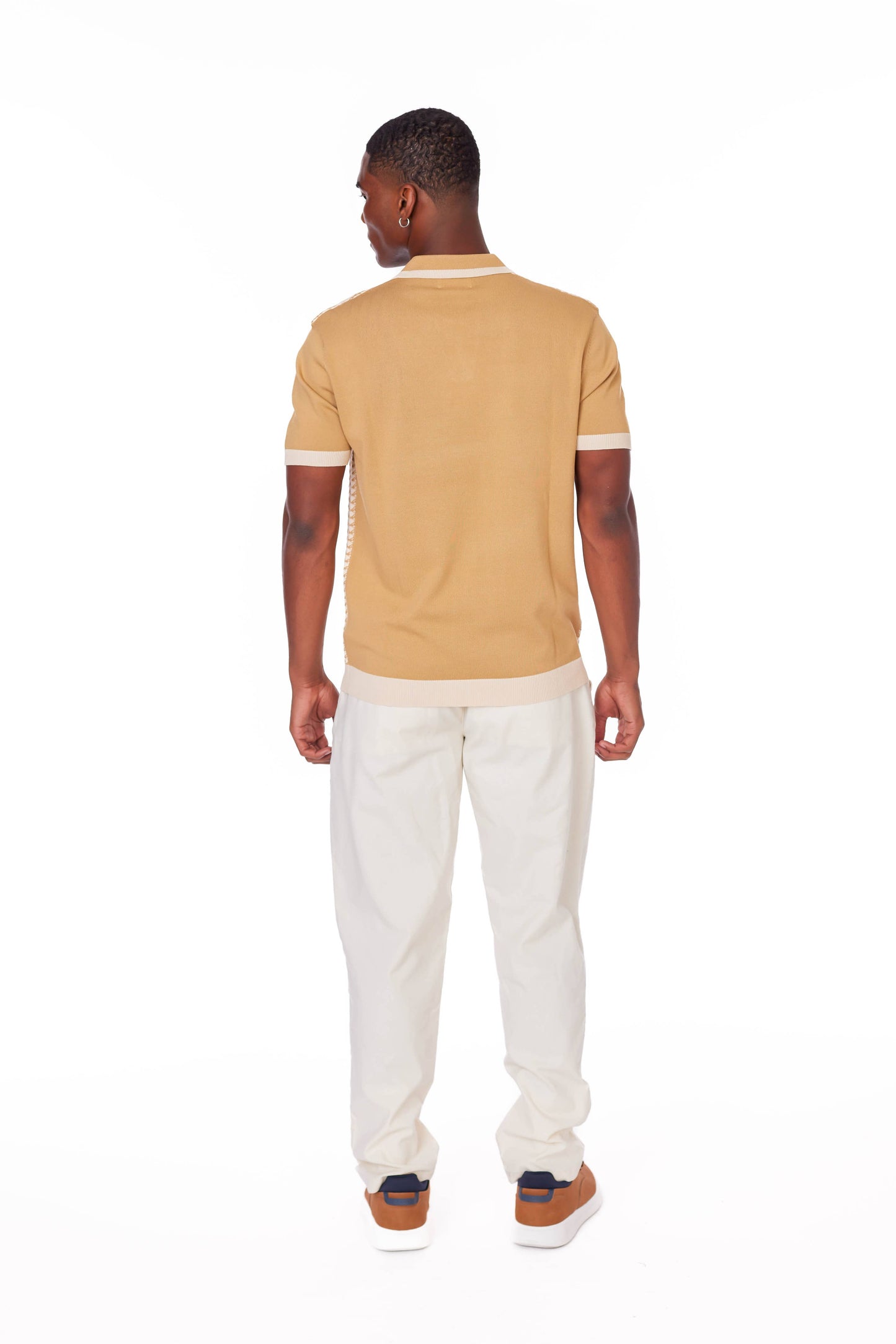 Men's Textured Johnny Collar Polo Shirt