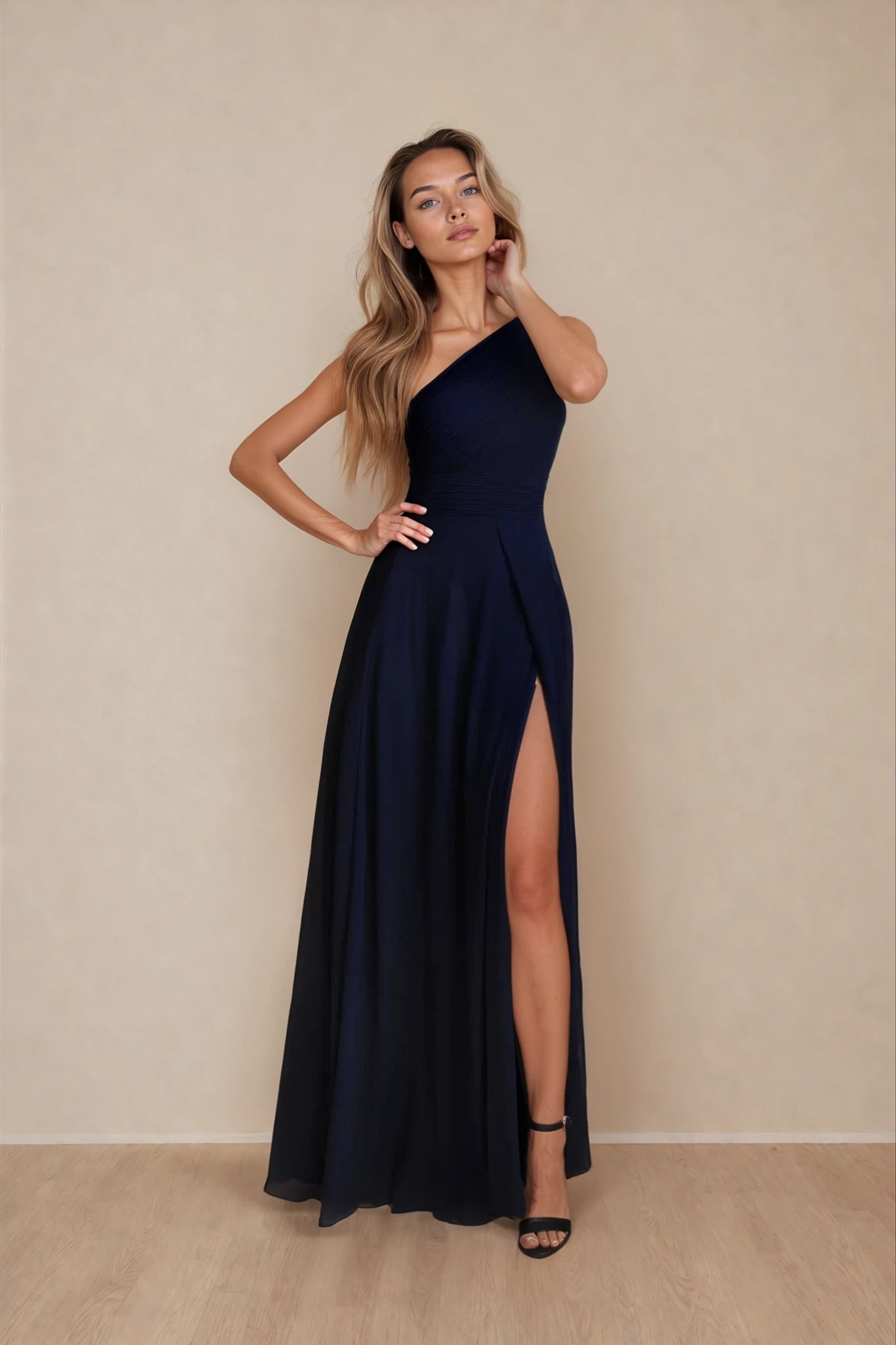 One-shoulder Dress in Chiffon