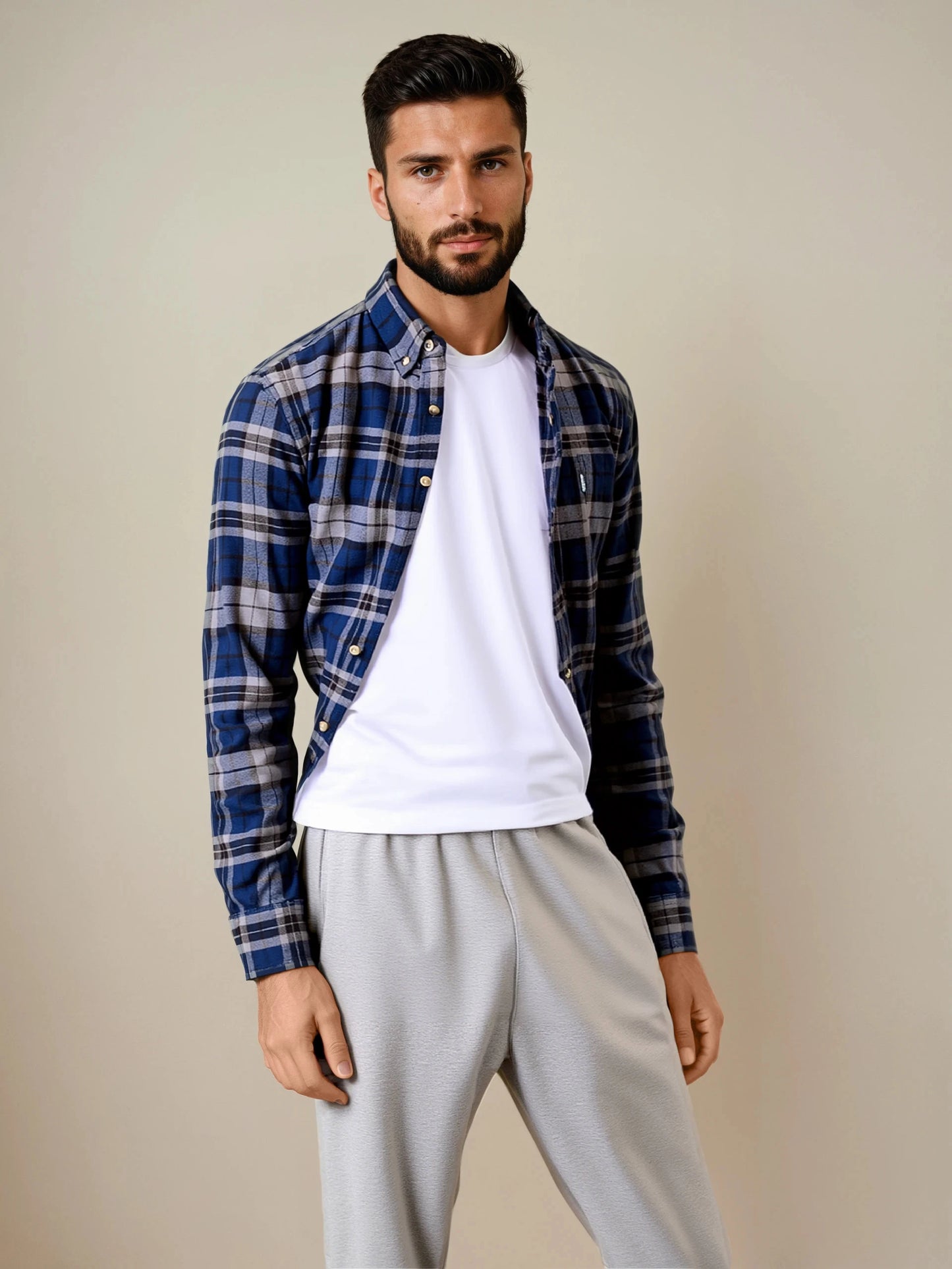 Fort Hyde Navy Long Sleeve Flannel Shirt