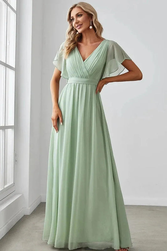 Nicolette Flutter Sleeve Floor Length Dress