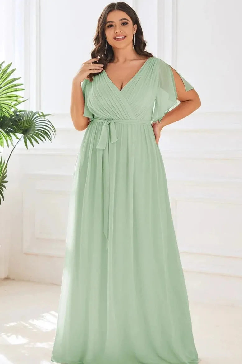 Nicolette Flutter Sleeve Floor Length Dress