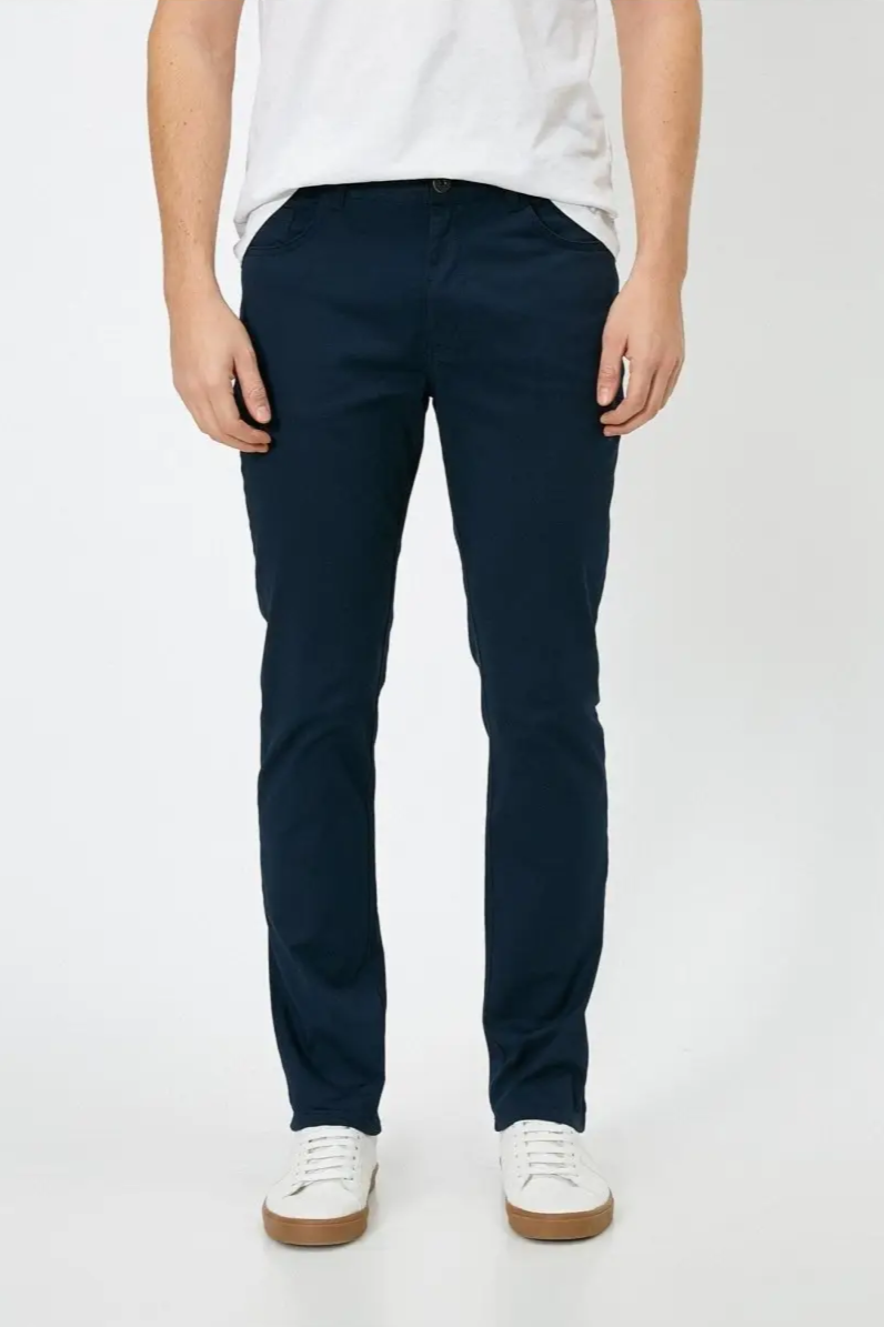 Pantalons en sergé slim fit en marine