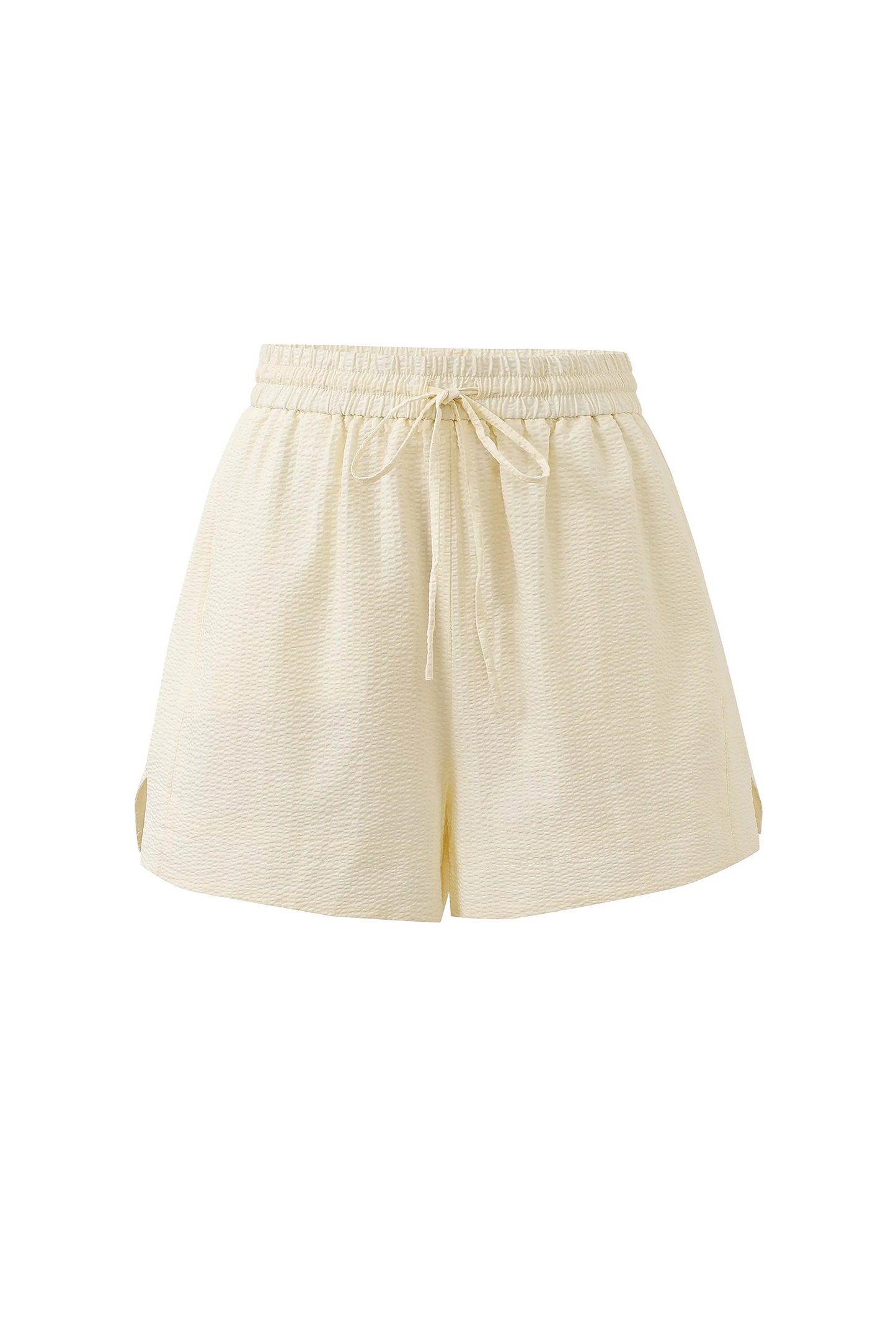 butter colour shorts on a white background