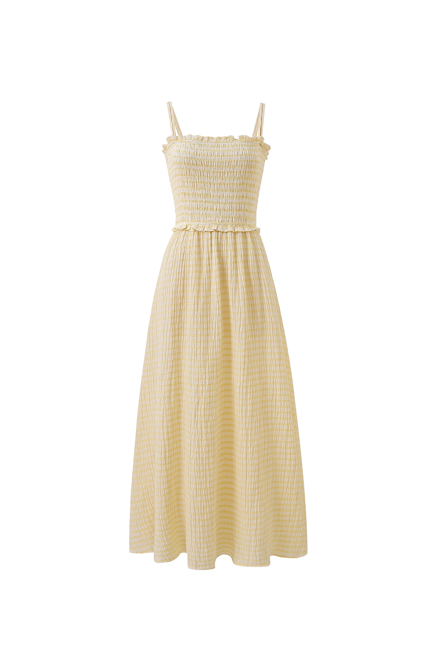butter yellow checkered dress on a white background