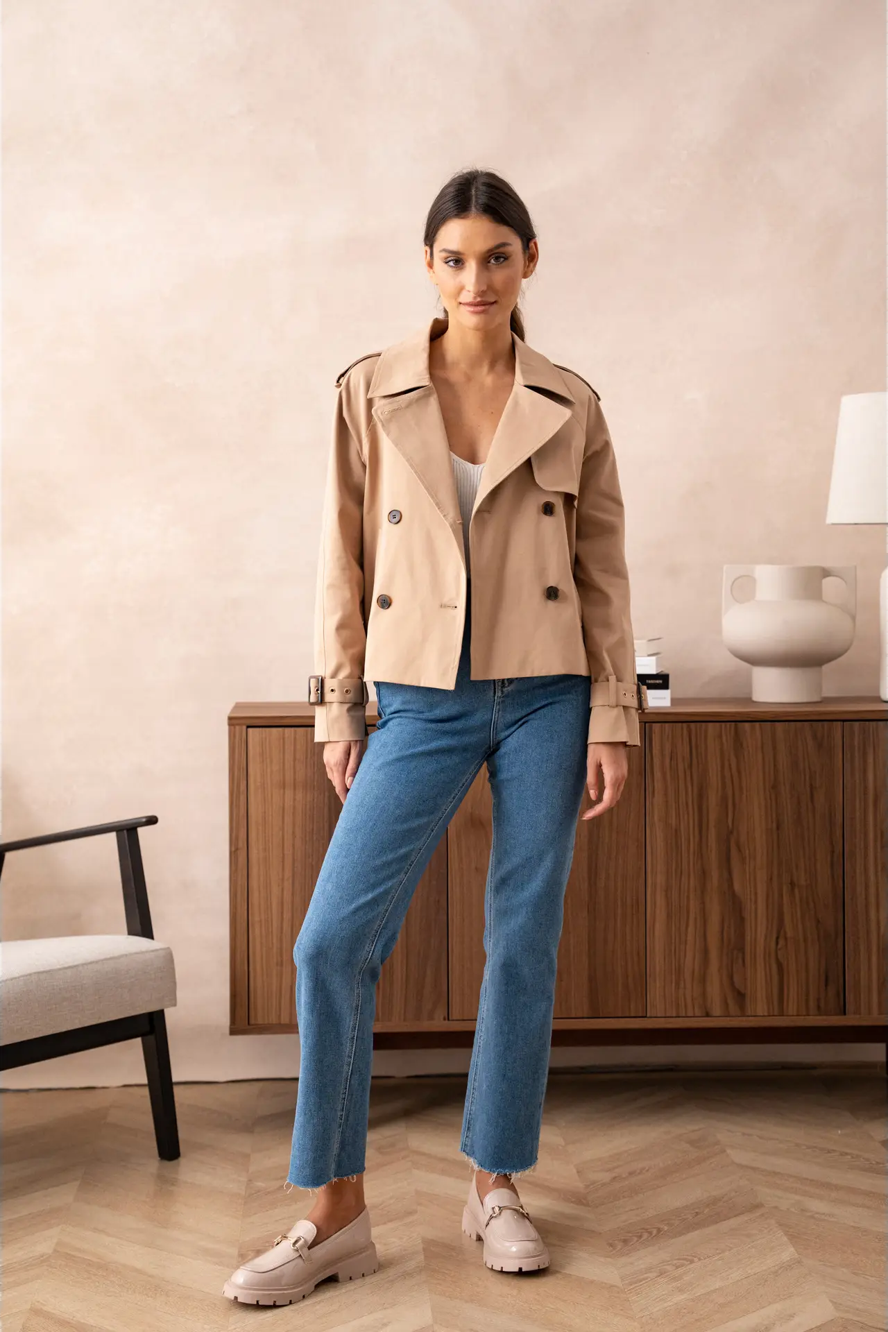 Oz Cropped Cotton Trench Coat