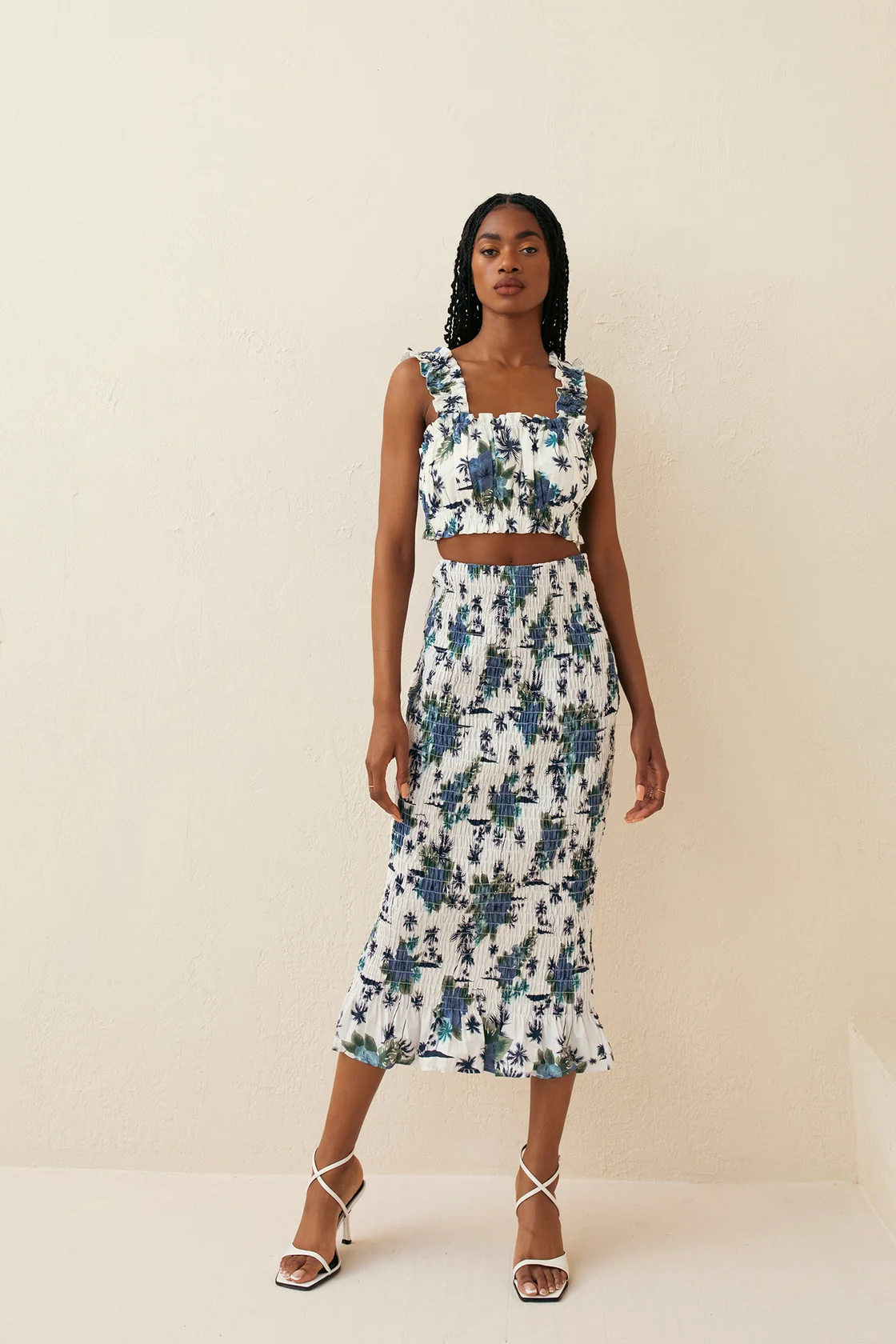 Ruched Floral Tank