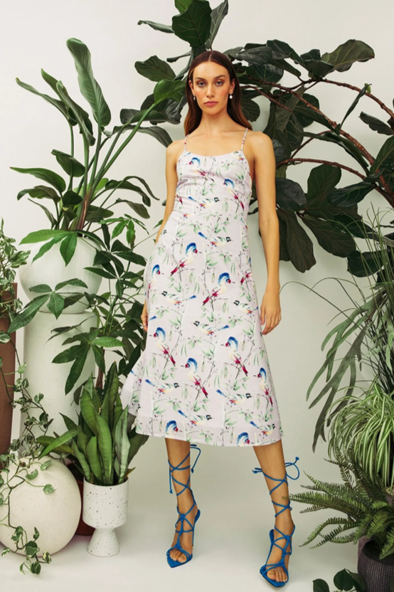 Hilary MacMillan Lace Up Back Oiseau Midi Dress - Ms.Meri Mak