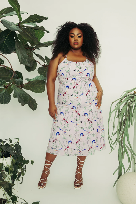 Hilary MacMillan Lace Up Back Oiseau Midi Dress - Ms.Meri Mak