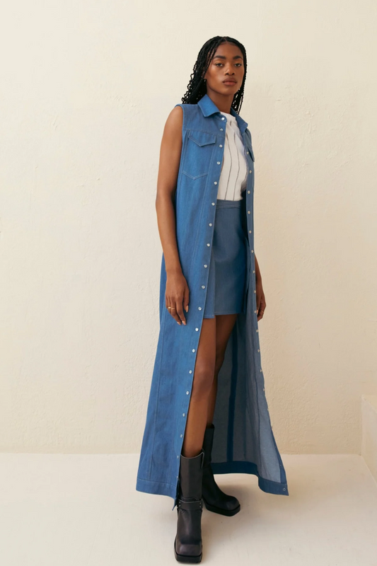 Hilary MacMillian – Long Denim Vest