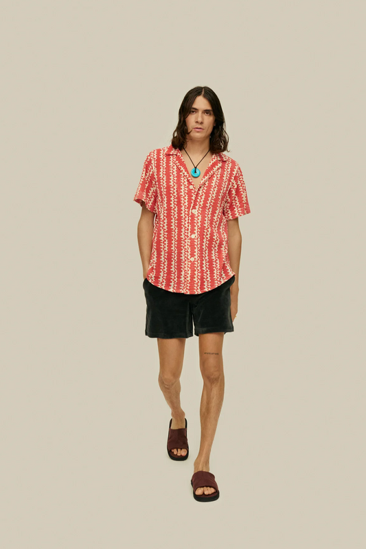 Red Scribble Cuba Net Shirt