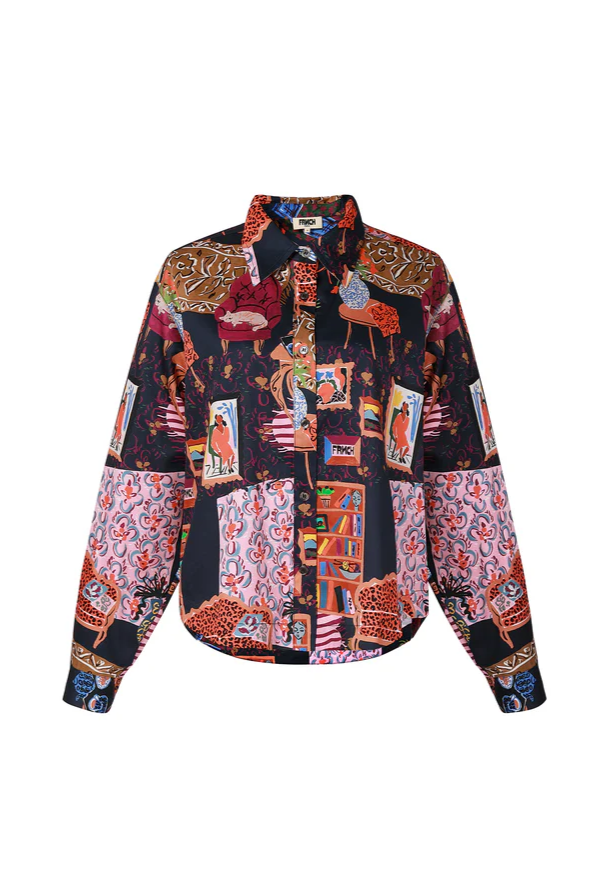 Multicolored patterned shirt on a white background