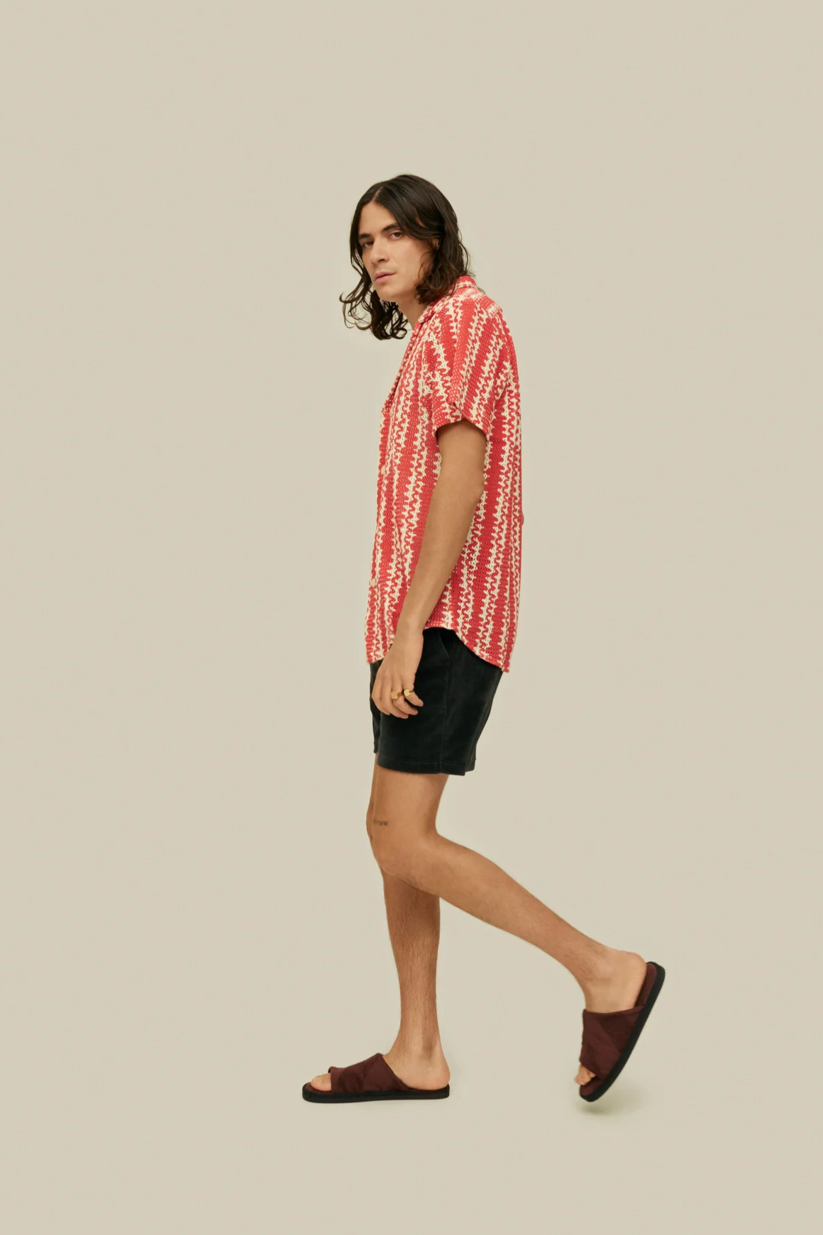 Red Scribble Cuba Net Shirt