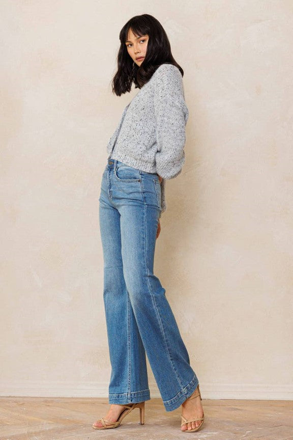 Denim Flare trouser in Chambray Blue wash - Ms.Meri Mak