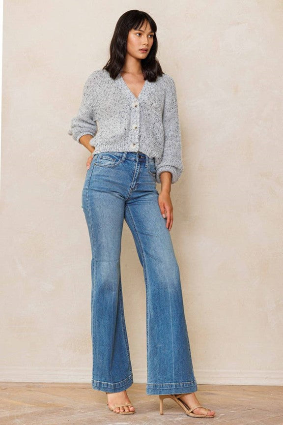 Denim Flare trouser in Chambray Blue wash - Ms.Meri Mak