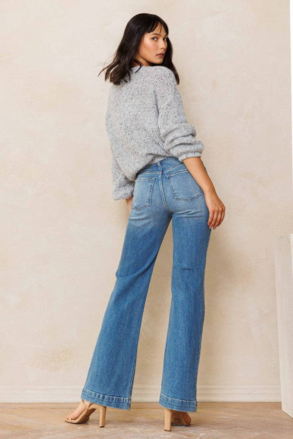 Denim Flare trouser in Chambray Blue wash - Ms.Meri Mak