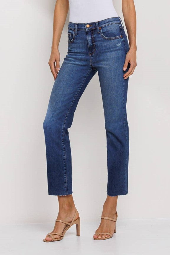 Curvy High Rise Slim-Straight Jean in Medium Wash - Ms.Meri Mak