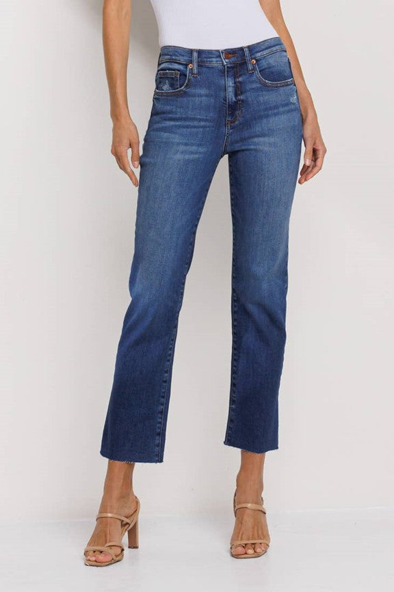 Curvy High Rise Slim-Straight Jean in Medium Wash - Ms.Meri Mak