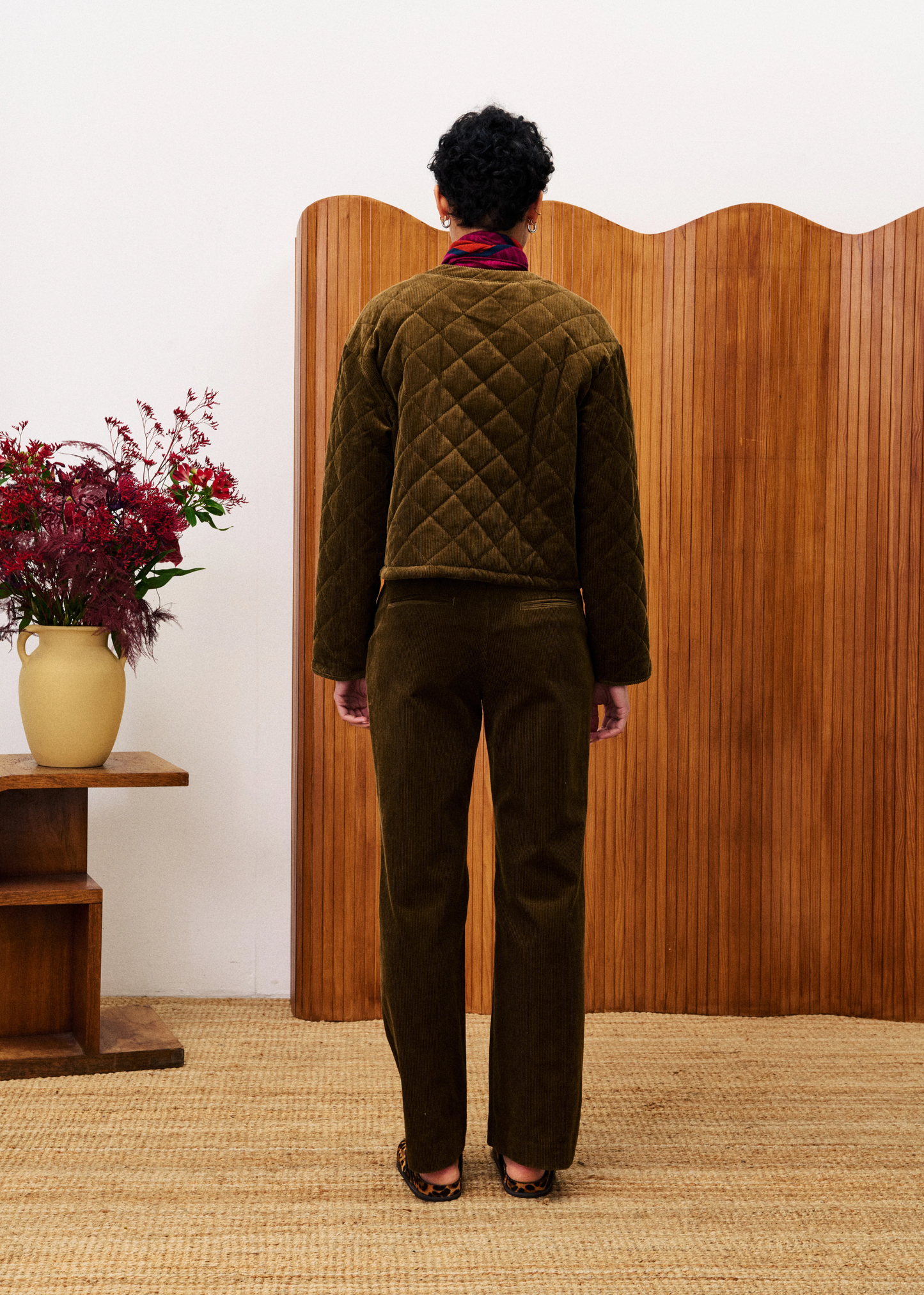 Crocus Khaki Quilted Corduroy Jacket