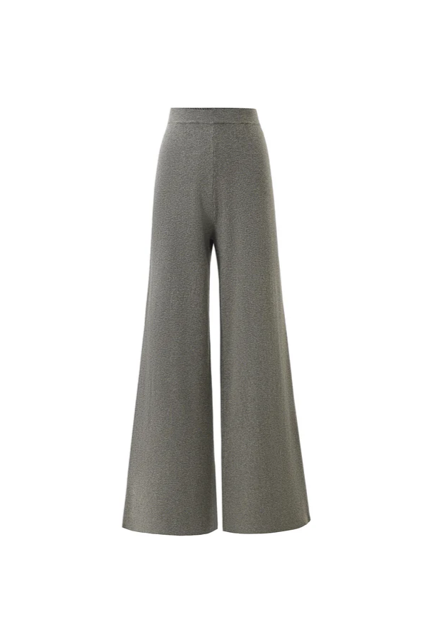 Gray wide-leg pants on a white background