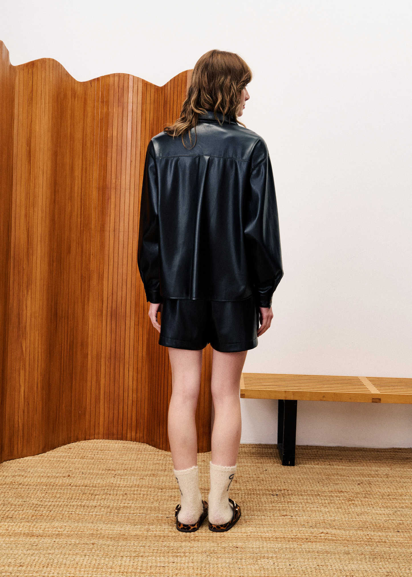 Tulsi Black Faux Leather Shorts