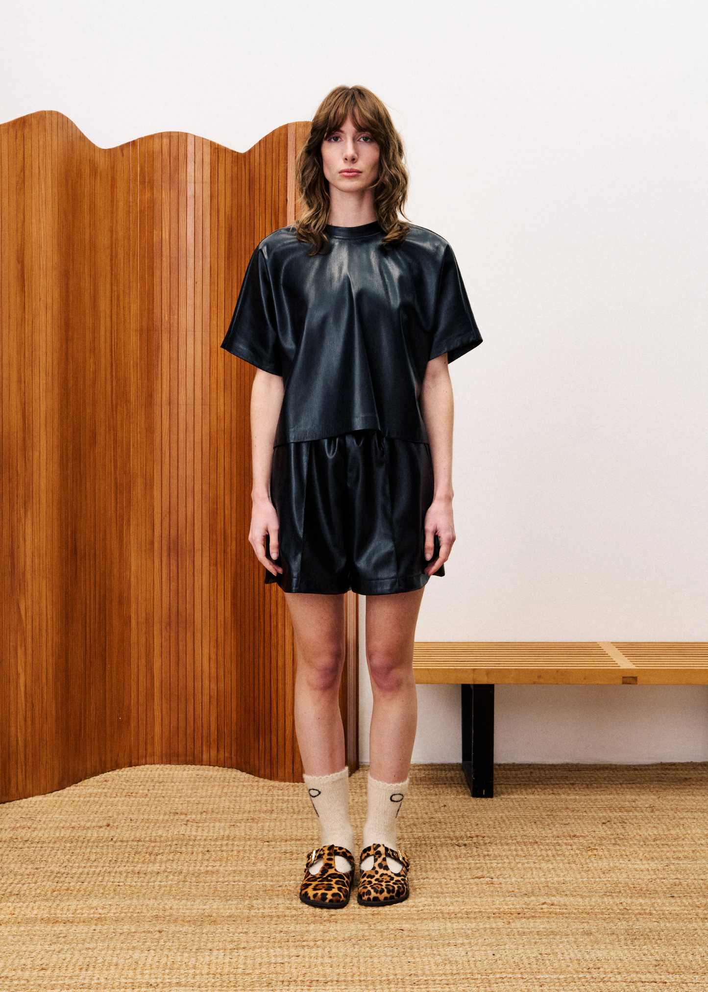 Tulsi Black Faux Leather Shorts
