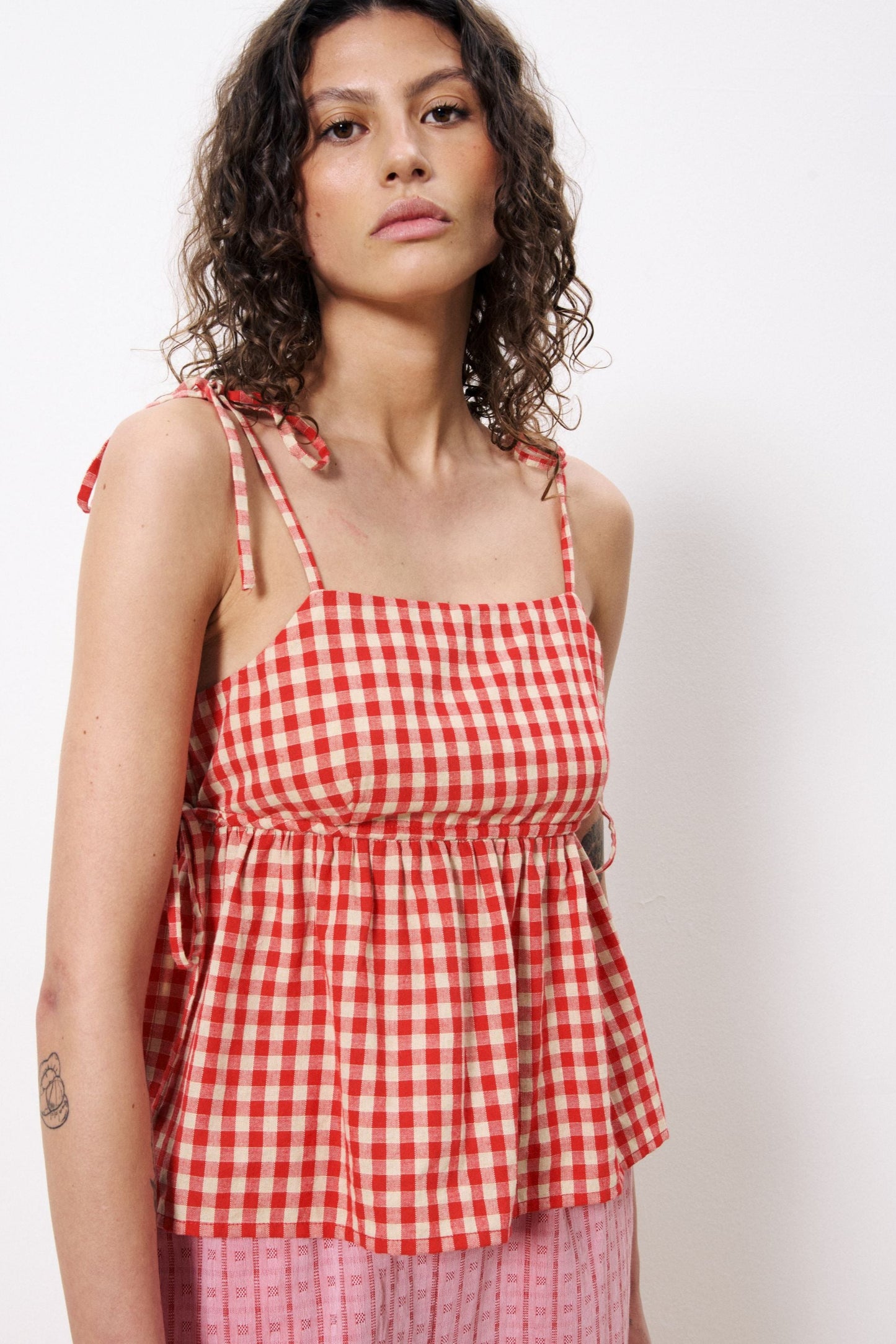 Corentine Top en Vichy Rouge