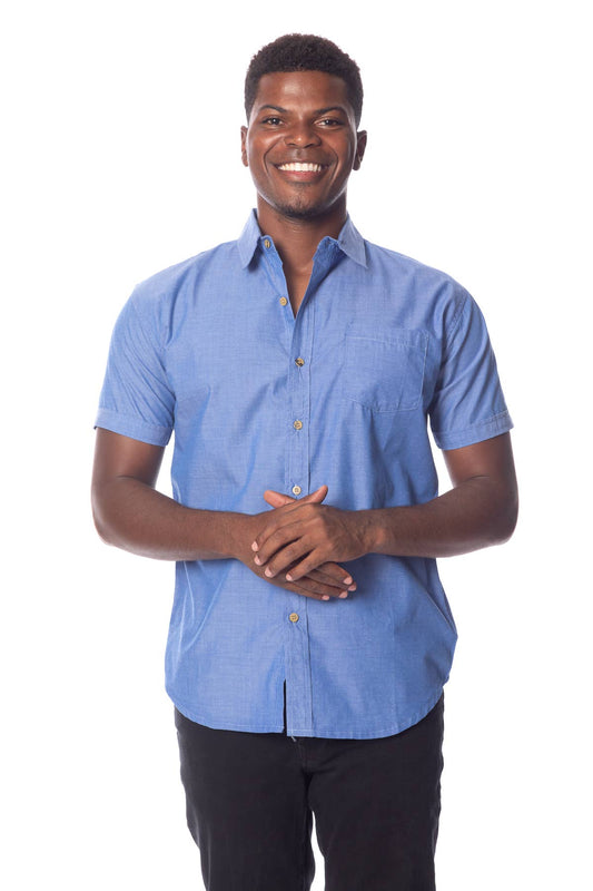 Chemise en coton à manches courtes en chambray