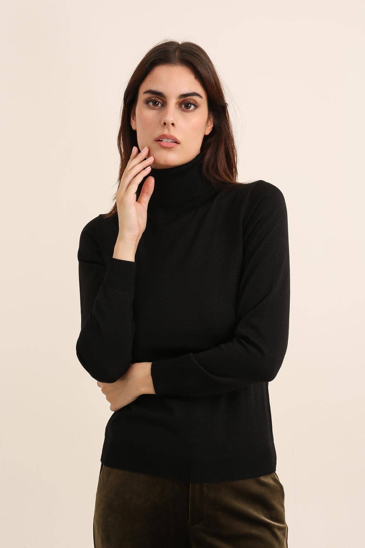Tencel Sparkle Knit Turtleneck Sweater
