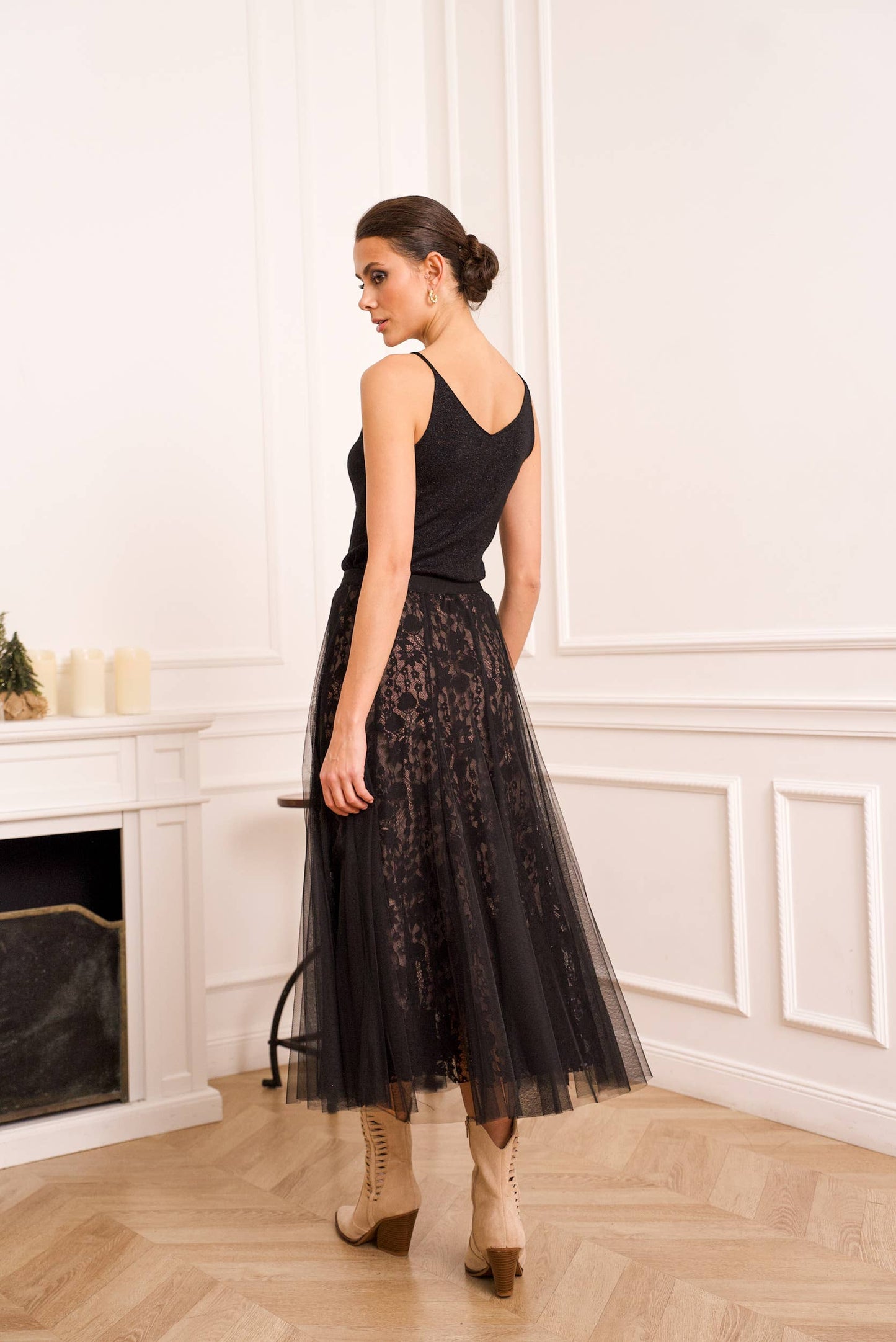 March Tulle Skirt With Lace Underlay