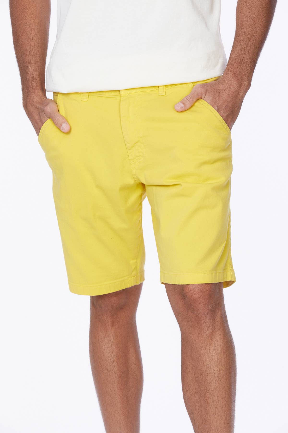 Shorts chino en twill stretch d'été pour homme à 4 poches en canari