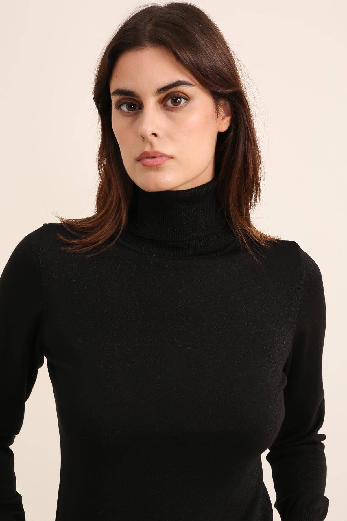 Tencel Sparkle Knit Turtleneck Sweater