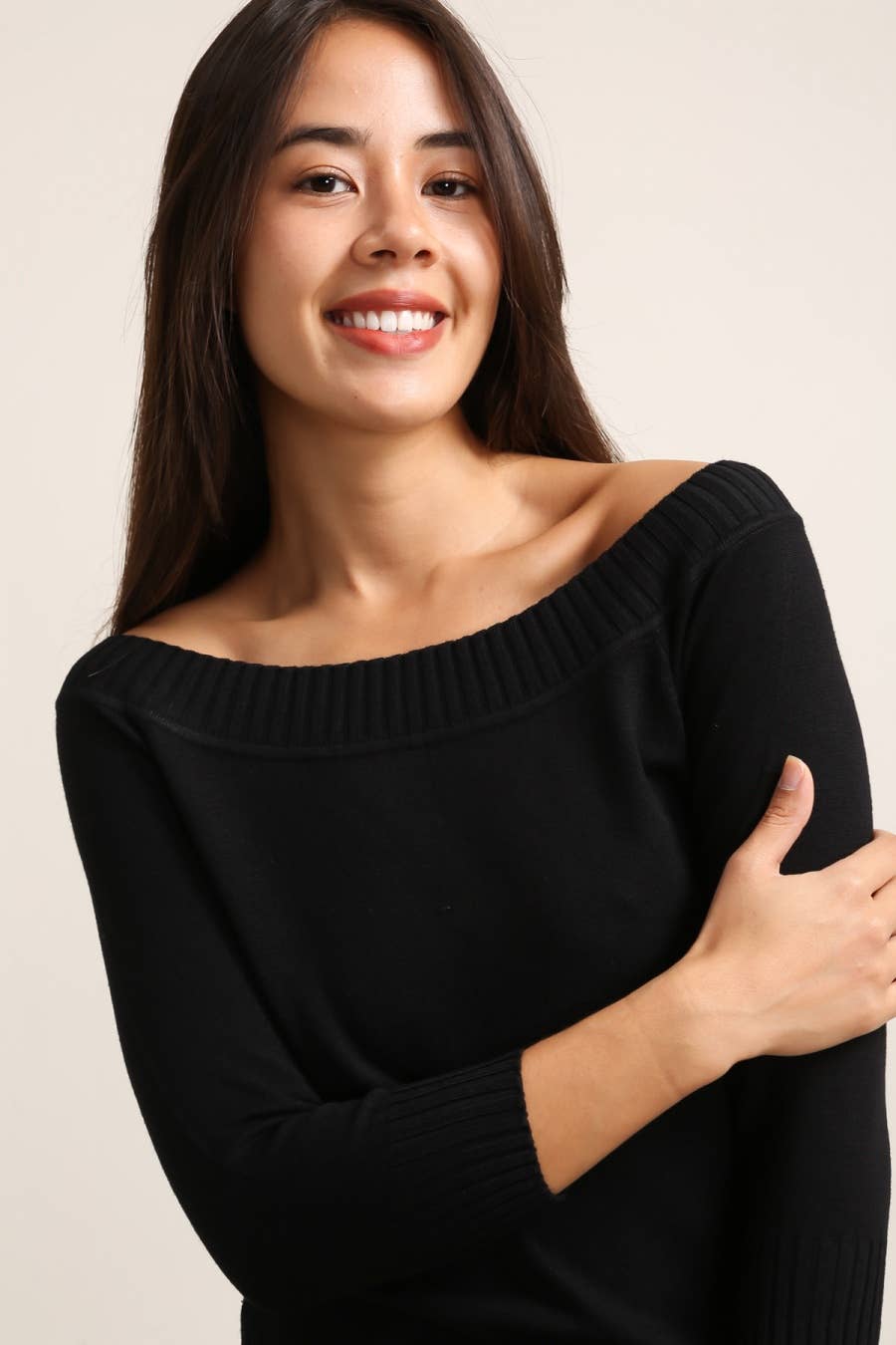 Boat Neck Knit Sweater