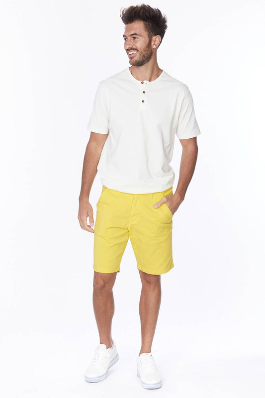 Shorts chino en twill stretch d'été pour homme à 4 poches en canari