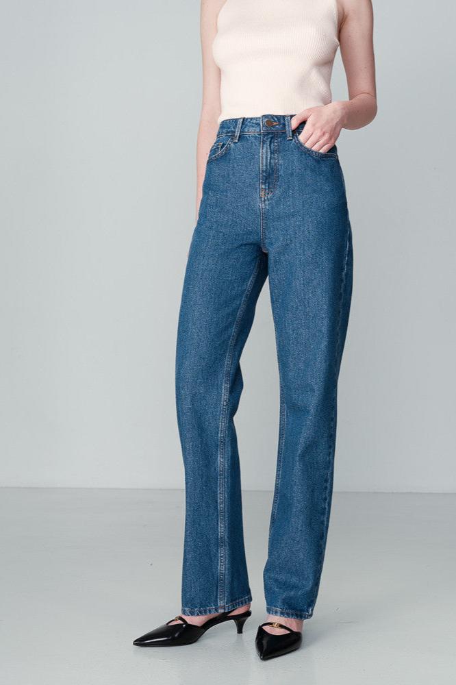 Jeans droit taille haute 82'