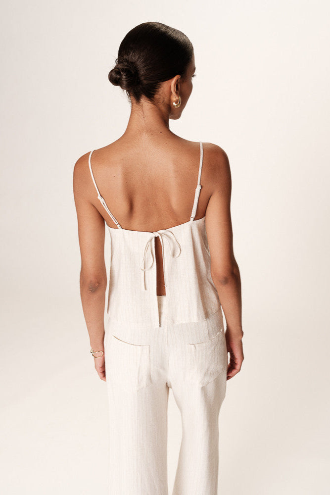 Rondini Linen Cotton Blend Square Neck Top