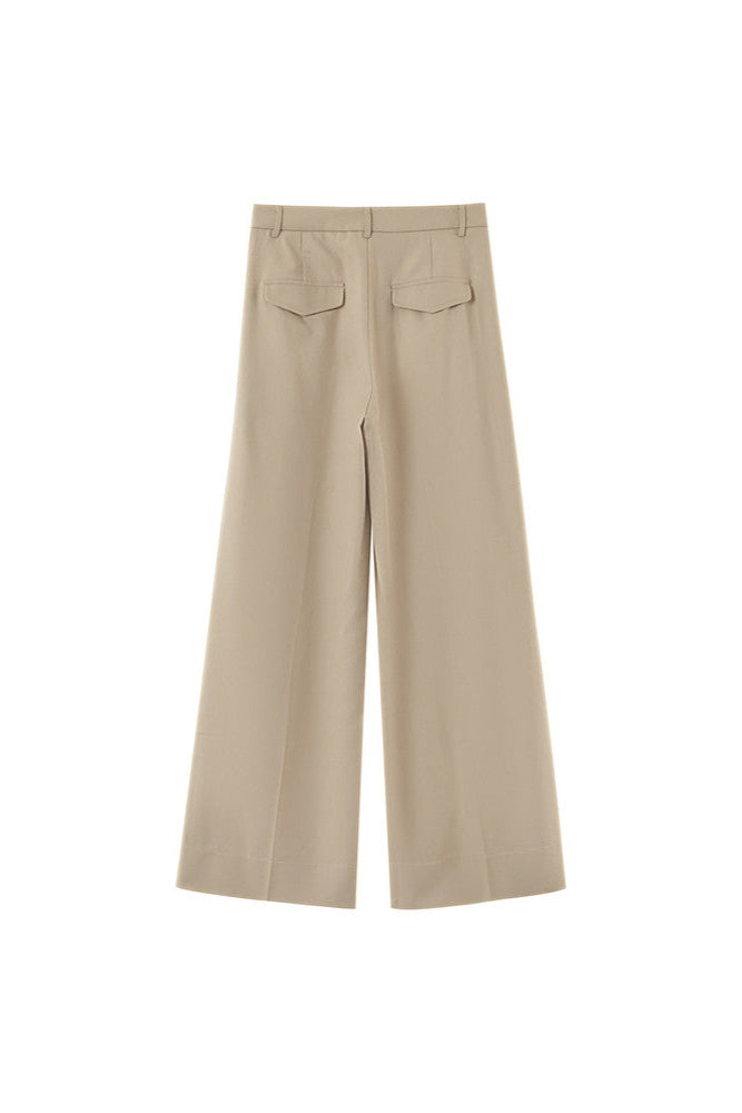 Beige wide-leg pants on a white background