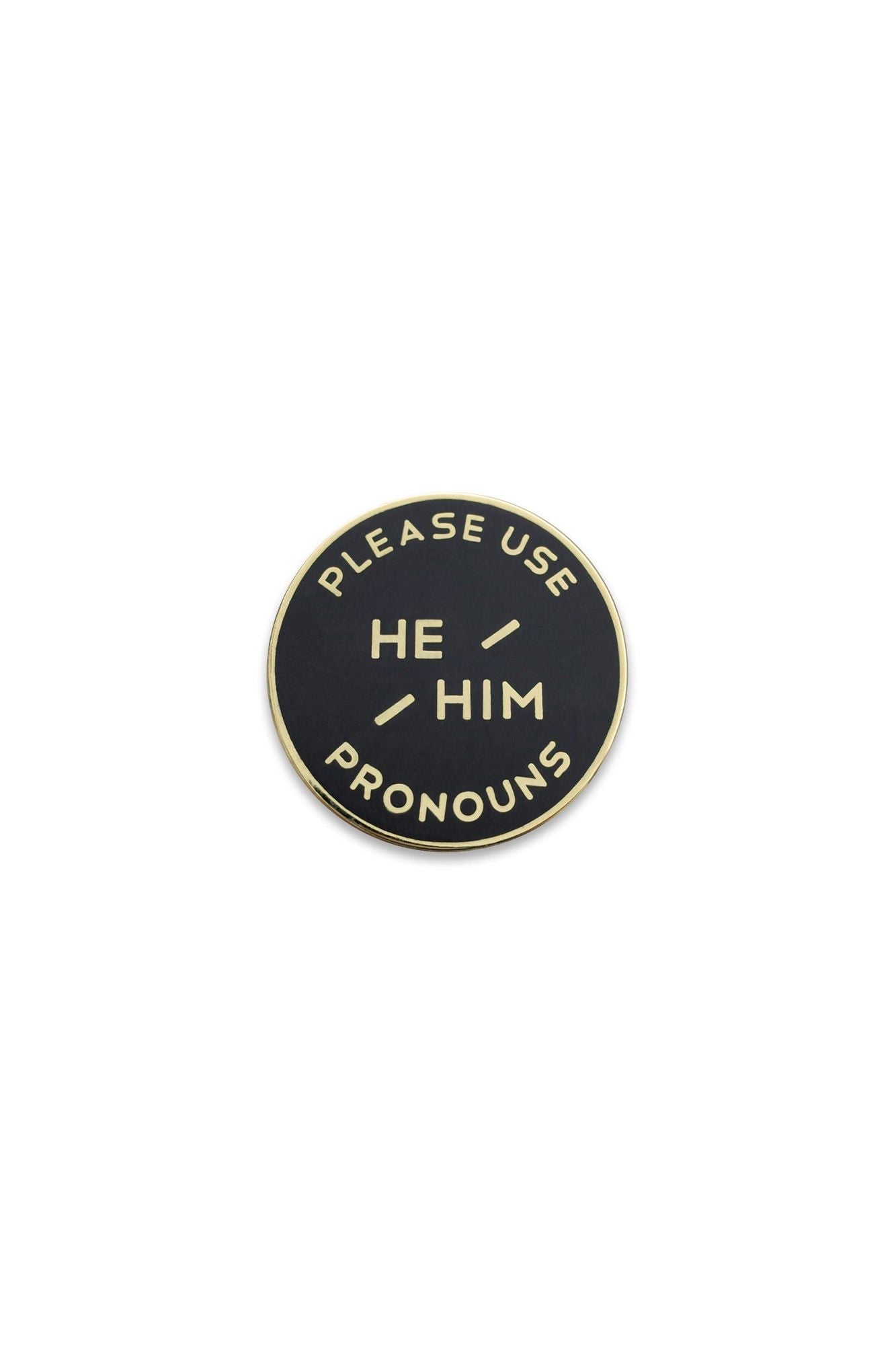 She / Her || They/Them Enamel Pronoun Pin: Black & Gold  -Small - Ms.Meri Mak