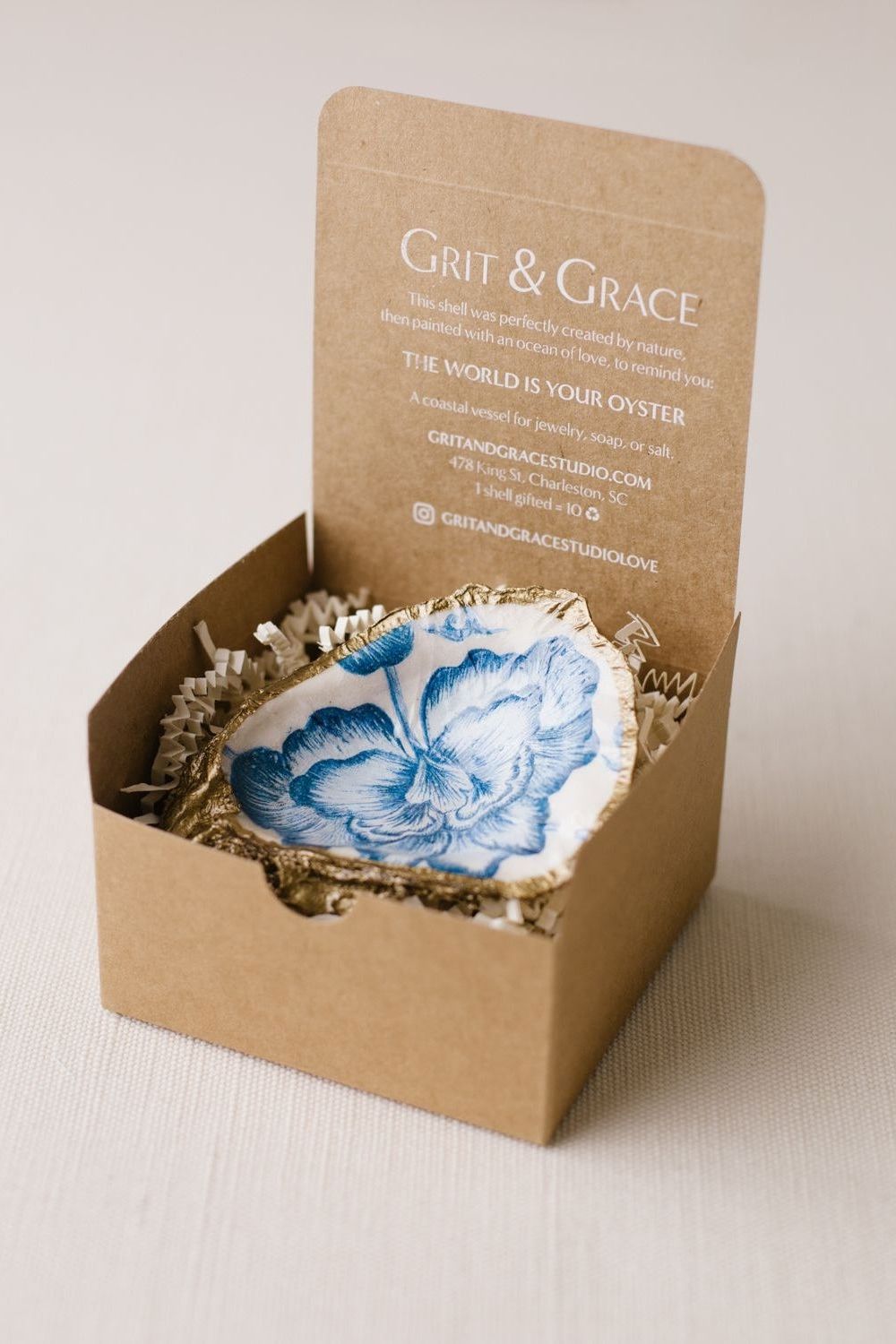 Indigo Decoupage Oyster Ring Dish - Ms.Meri Mak