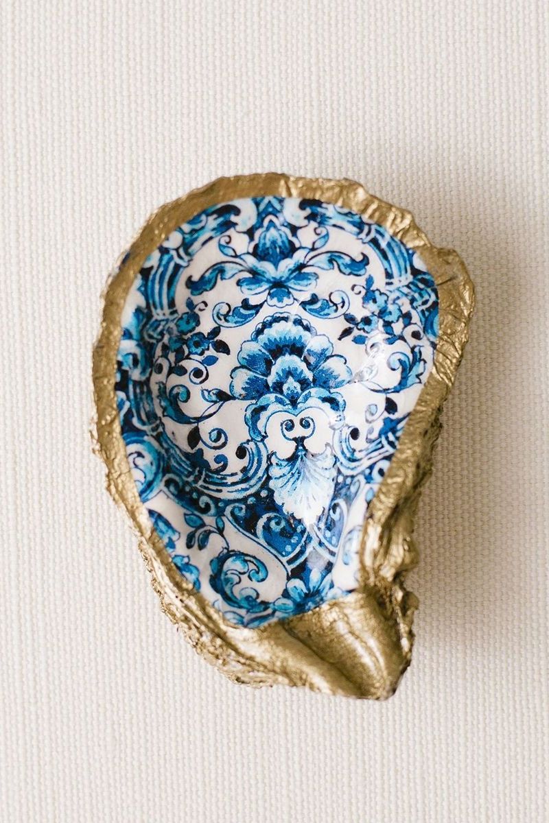 Indigo Decoupage Oyster Ring Dish - Ms.Meri Mak