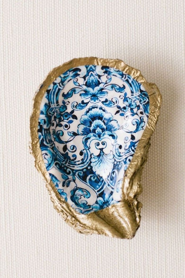 Indigo Decoupage Oyster Ring Dish - Ms.Meri Mak