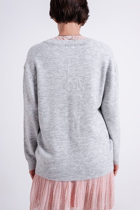 Nadia V neck sweater in light grey - Ms.Meri Mak