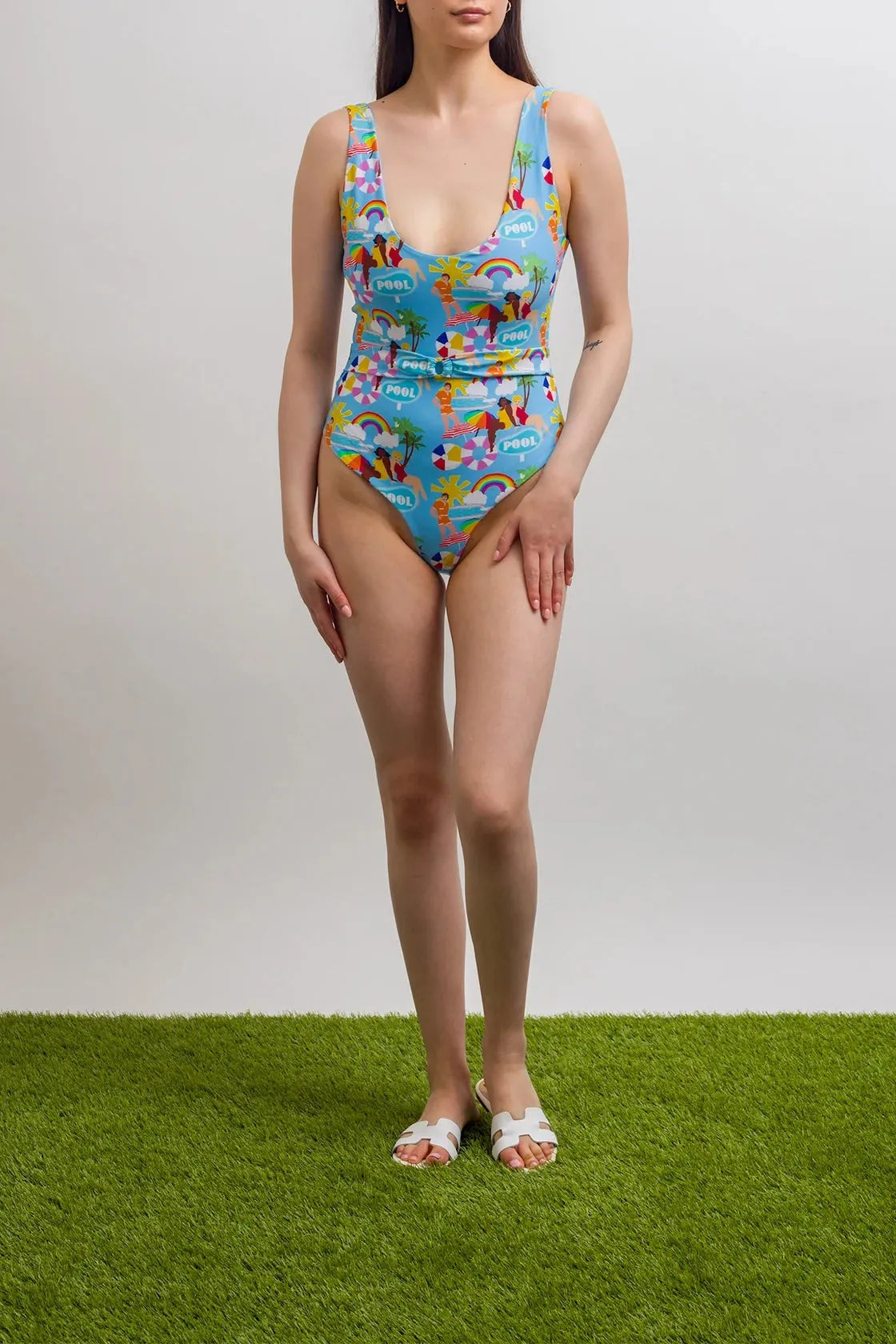 Poolside printed one piece swimsuit - Ms.Meri Mak