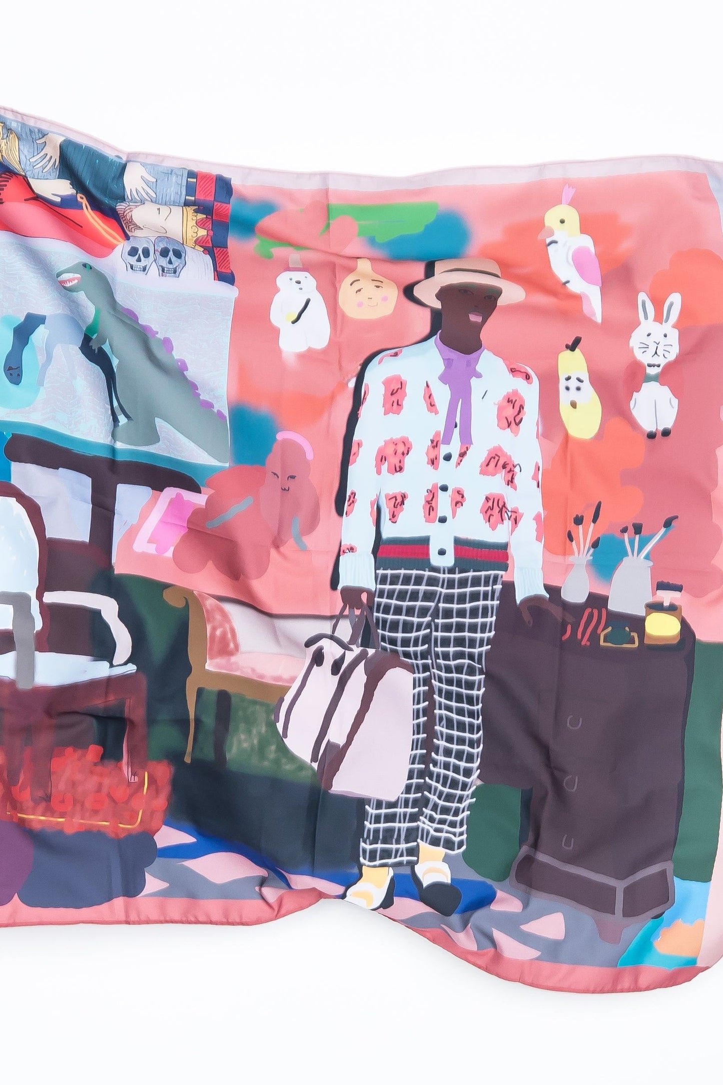 Santiago Paredes: Atelier Portrait Silk Scarf - Ms.Meri Mak