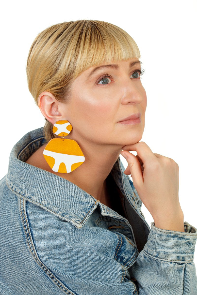 Eugene Hand Painted Plexi Glass Earring - Ms.Meri Mak
