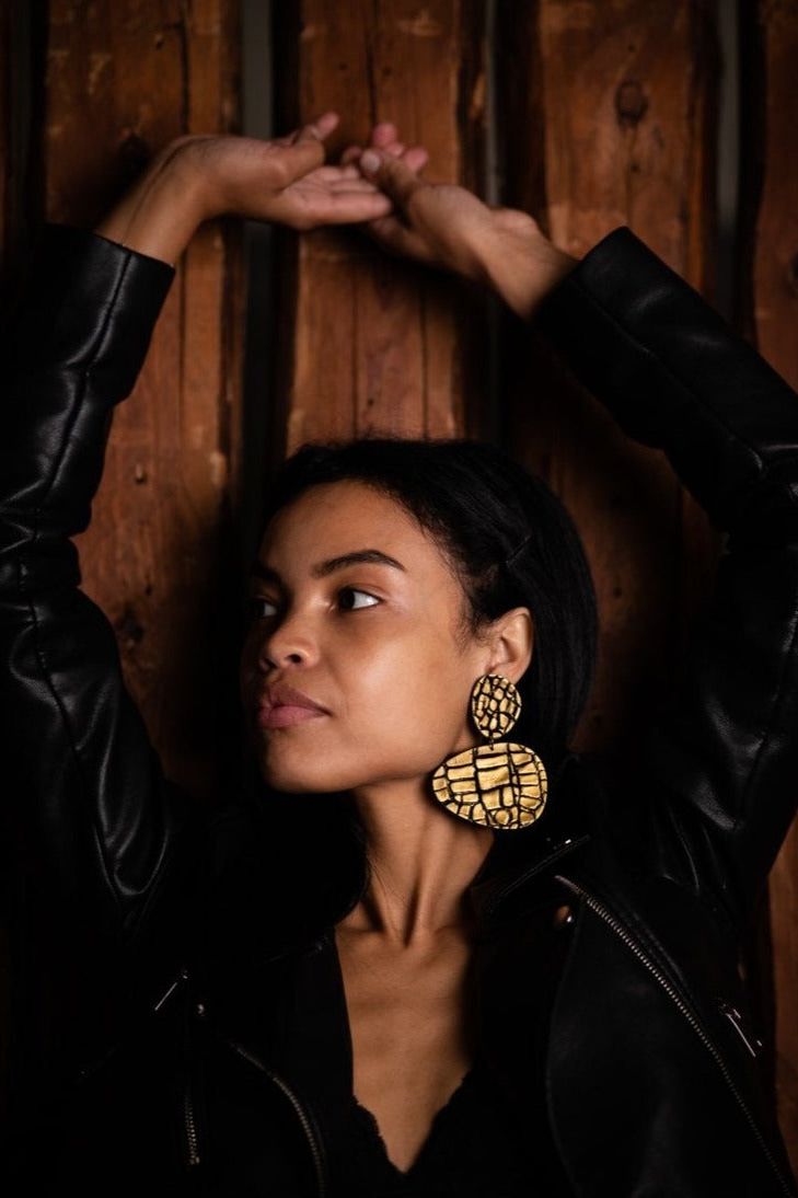Etta Snake Pebble Drop Earrings - Ms.Meri Mak