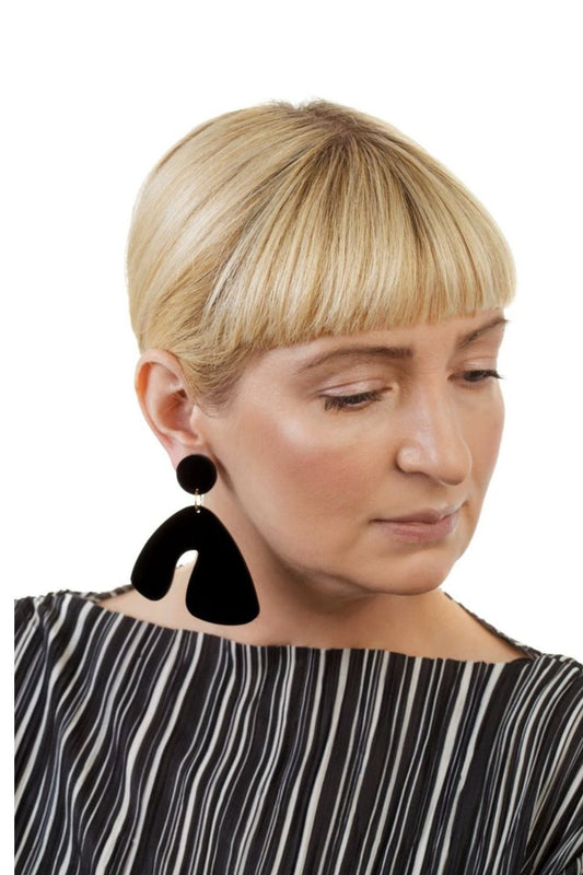 Ellaine Mirror-Black Arch Earrings - Ms.Meri Mak